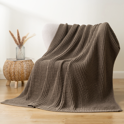 Knit Throw Blanket-Camel
