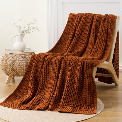 Knit Throw Blanket-Caramel
