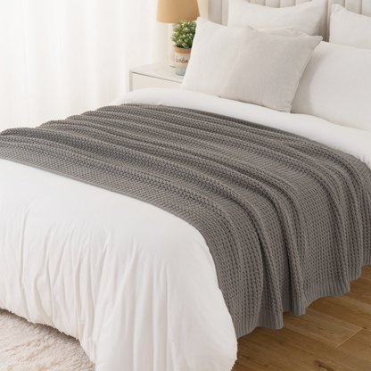 Knit Throw Blanket-Grey