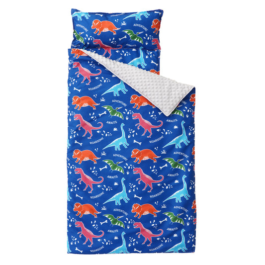 Cozy Kids Nap Mat-Blue Dinosaur