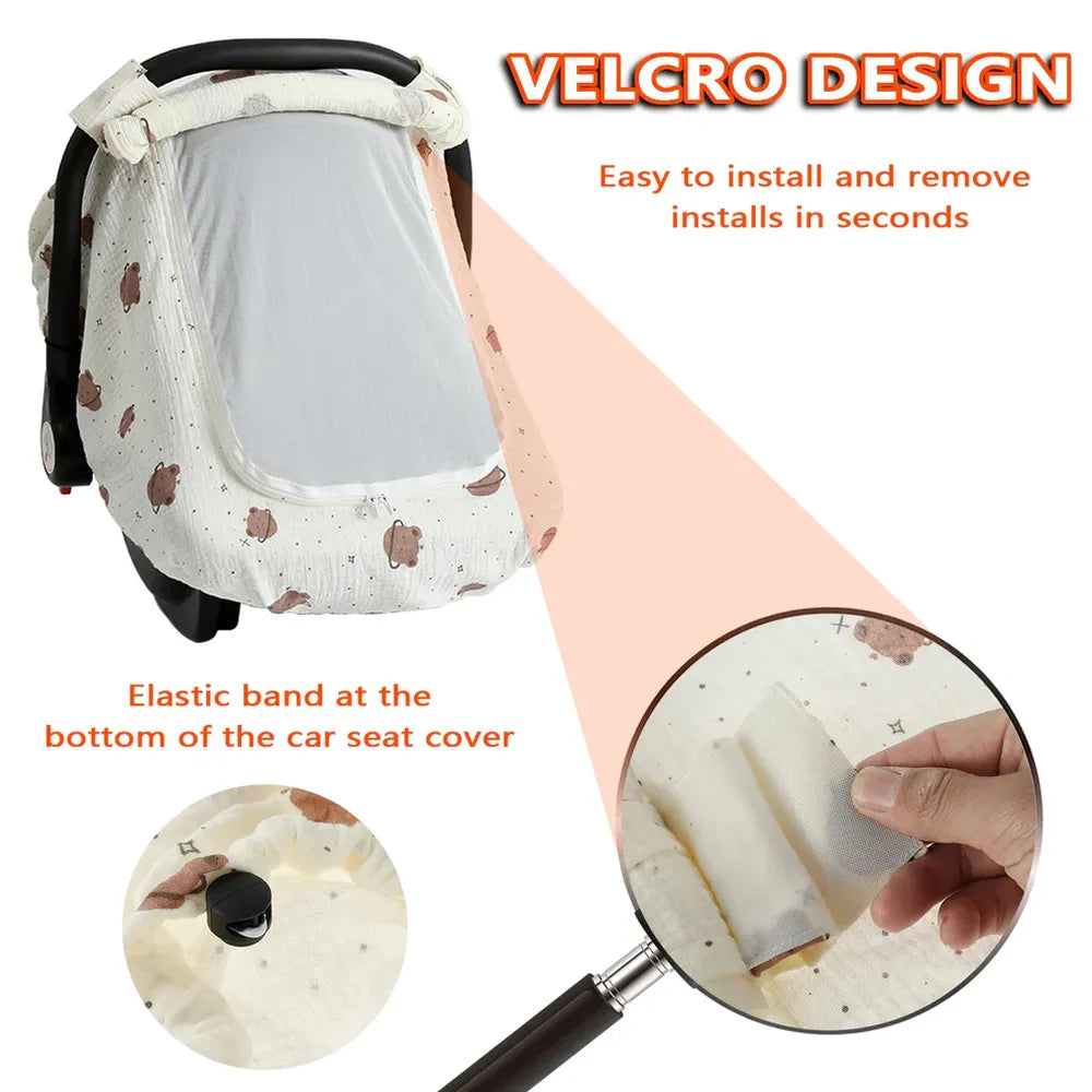 Bunnikins & Clover Baby Car Seat Net Cover