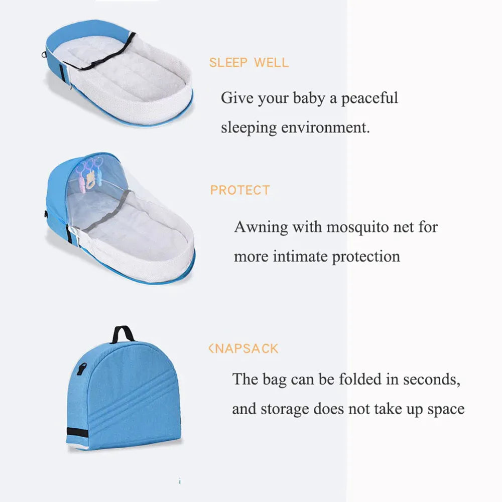 Foldable Baby Bed with Mosquito Net – Portable Crib