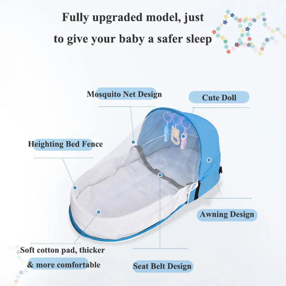 Foldable Baby Bed with Mosquito Net – Portable Crib