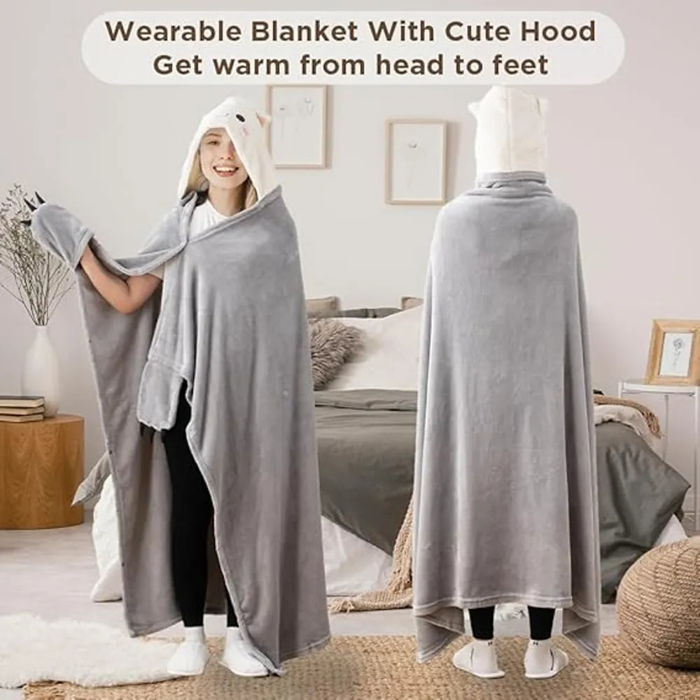Bunnikins & Clover Hoodie Blanket for Adults