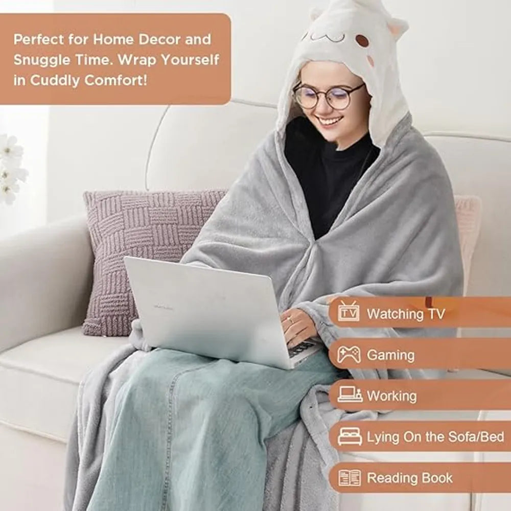 Bunnikins & Clover Hoodie Blanket for Adults