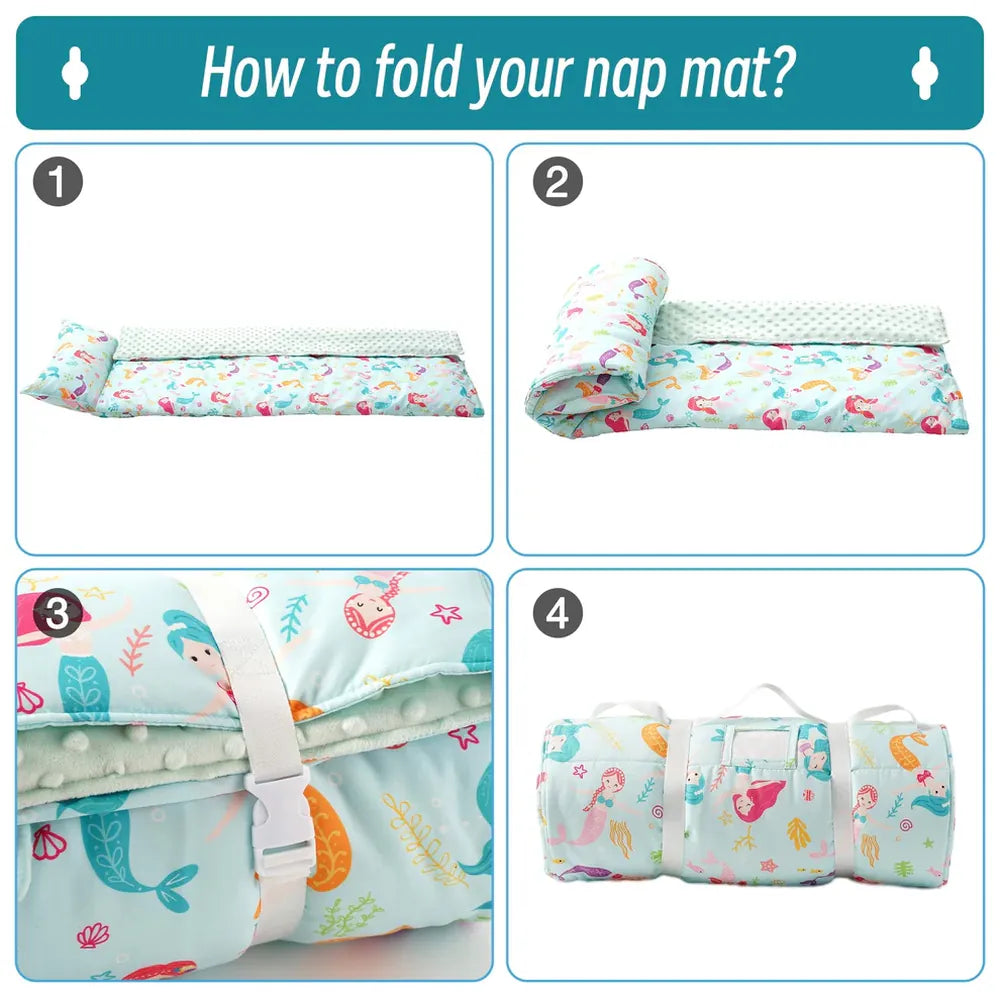 Cozy Nap Mat for Kids with Removable Pillow